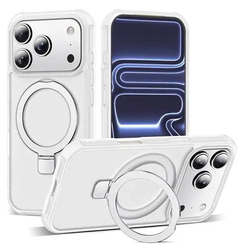 SKYLMW iPhone 17 Pro uchun g‘ilof, ko‘rinmas magnit O-Ring stendli harbiy darajadagi telefon g‘ilofi iPhone 17 Pro 6.3