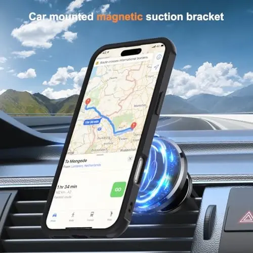 SKYLMW iPhone 17 Pro uchun g'ilof, ko'rinmas magnit O-Ring stendli, harbiy darajadagi yarim shaffof telefon g'ilofi iPhone 17 Pro 6.3