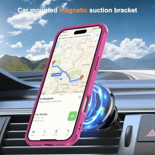 SKYLMW iPhone 17 Pro uchun g'ilof, ko'rinmas magnit O-Ring stendli, harbiy darajadagi yarim shaffof telefon g'ilofi iPhone 17 Pro 6.3