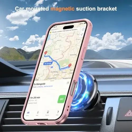 SKYLMW iPhone 17 Pro uchun g'ilof, ko'rinmas magnit O-Ring stendli, harbiy standartdagi iPhone 17 Pro 6.3