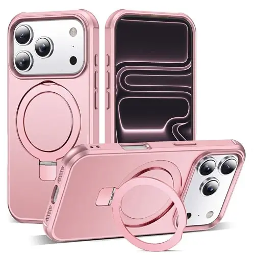SKYLMW iPhone 17 Pro uchun g'ilof, ko'rinmas magnit O-Ring stendli, harbiy standartdagi iPhone 17 Pro 6.3