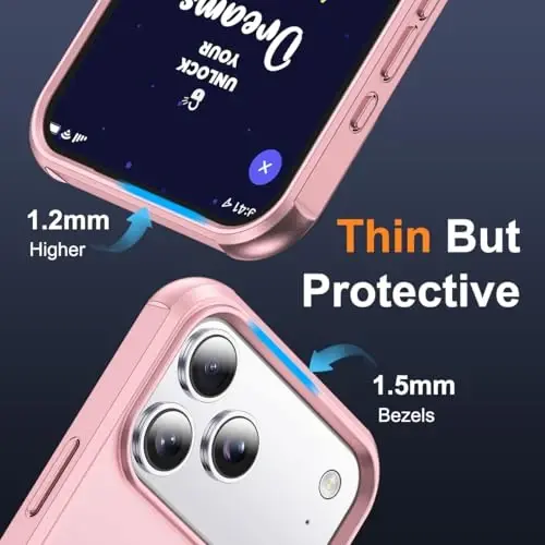SKYLMW iPhone 17 Pro uchun g'ilof, ko'rinmas magnit O-Ring stendli, harbiy standartdagi iPhone 17 Pro 6.3
