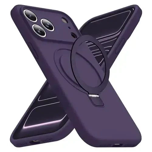 SKYLMW iPhone 17 Pro uchun g'ilof Magnit ko'rinmas stend bilan mos Mag-Safe Harbiy tomchi sinovdan o'tgan zarbga chidamli silikon iPhone 17 Pro ayollar va erkaklar uchun telefon g'iloflari 6.3