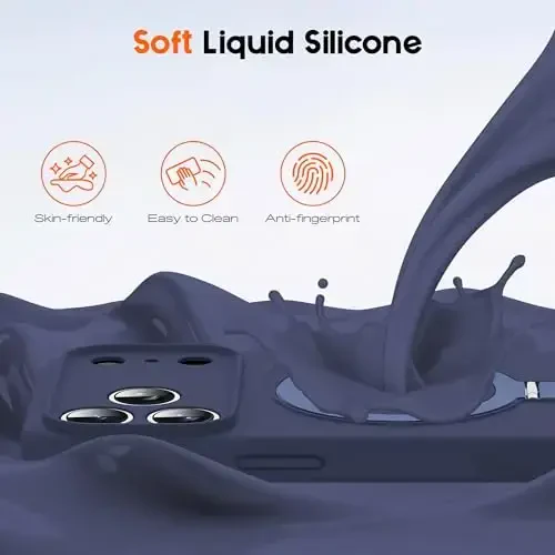 SKYLMW iPhone 17 Pro uchun g'ilof, magnitli ko'rinmas stend bilan, Mag-Safe harbiy standartga mos, zarbaga chidamli silikon iPhone 17 Pro telefon g'iloflari ayollar va erkaklar uchun 6.3