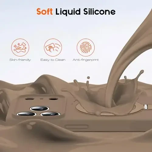 SKYLMW iPhone 17 Pro uchun magnitli ko'rinmas stendga ega g'ilof, Mag-Safe harbiy sinovdan o'tgan zarbga chidamli silikon iPhone 17 Pro ayollar va erkaklar uchun telefon g'iloflari 6.3