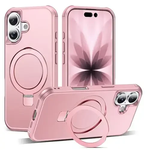 SKYLMW iPhone 17 uchun g'ayrioddiy magnit O-ringli stendli harbiy darajadagi telefon qutisi iPhone 17 6.3