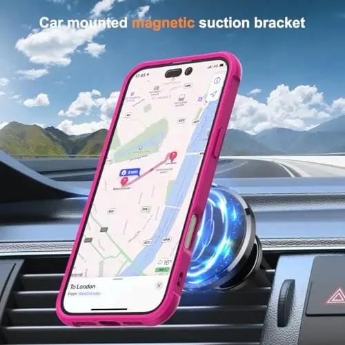 SKYLMW iPhone 17 uchun g'ilof, ko'rinmas magnit O-Ring stend bilan, harbiy standartdagi yarim shaffof telefon g'ilofi iPhone 17 6.3