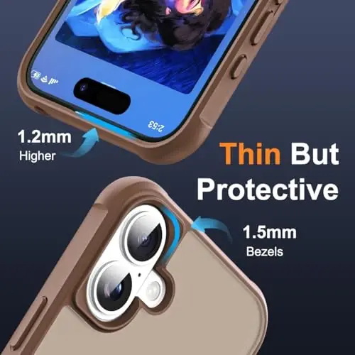 SKYLMW iPhone 17 uchun g'ilof, ko'rinmas magnit O-Ring stendli, harbiy darajadagi yarim shaffof telefon g'ilofi iPhone 17 6.3