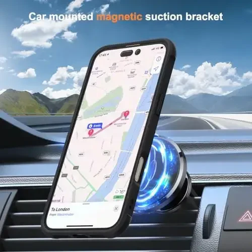 SKYLMW iPhone 17 uchun g‘ilof, ko‘rinmas magnit O-ringli stend bilan, harbiy standartdagi yarim shaffof telefon g‘ilofi iPhone 17 6.3