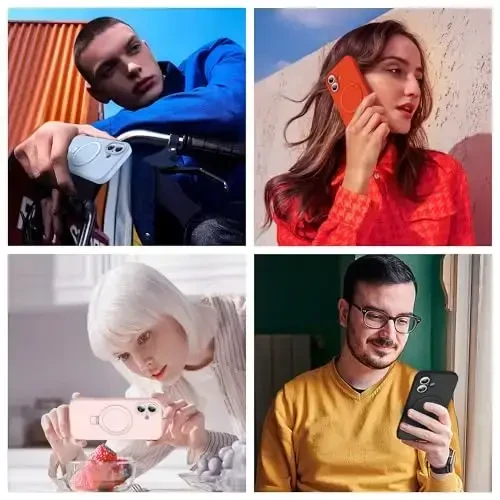 SKYLMW iPhone 17 uchun g'ilof, magnitli ko'rinmas stend bilan, Mag-Safe harbiy standartga mos, zarbaga chidamli silikon iPhone 17 ayollar va erkaklar uchun telefon g'ilofi 6.3