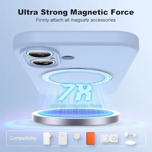 SKYLMW iPhone 17 uchun g'ilof, magnitli ko'rinmas stend bilan, Mag-Safe harbiy standartga mos, zarbaga chidamli silikon iPhone 17 ayollar va erkaklar uchun telefon g'ilofi 6.3