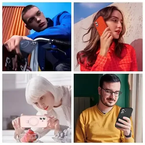 SKYLMW iPhone 17 uchun g‘ilof Magnitli ko‘rinmas stend bilan mos Mag-Safe harbiy sinovdan o‘tgan zarbaga chidamli silikon iPhone 17 telefon g‘iloflari ayollar va erkaklar uchun 6.3