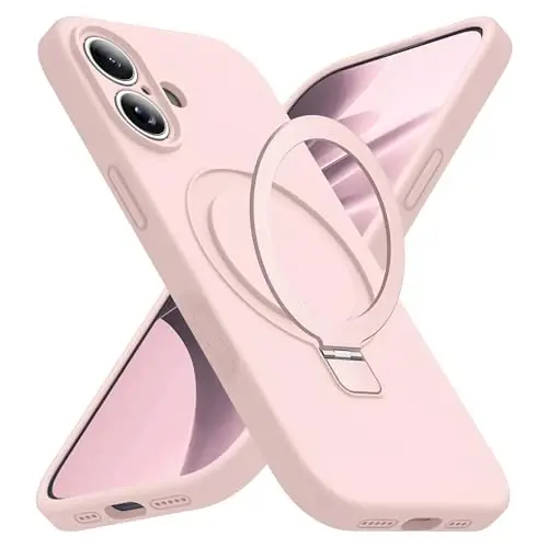 SKYLMW iPhone 17 uchun g‘ilof, magnitli ko‘rinmas tirgak bilan, Mag-Safe harbiy sinovdan o‘tgan zarbga chidamli silikon iPhone 17 telefon g‘iloflari ayollar va erkaklar uchun 6.3