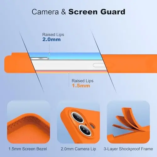 SKYLMW iPhone 17 uchun magnitli ko'rinmas stendga ega g'ilof, Mag-Safe bilan mos, harbiy darajadagi zarbalarga chidamli silikon korpus, ayollar va erkaklar uchun, 6.3 dyuym, to'q sariq. - 5