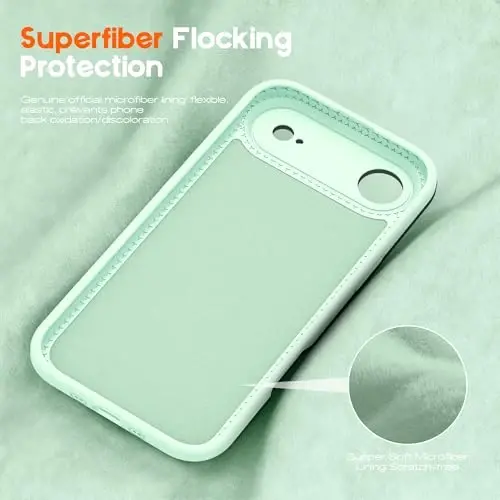 SKYLMW Magnetic Invisible Stand-ga ega iPhone Air G‘ilofiga mos keladi [Mag-Safe bilan mos keladi][Yoqimli Estetik Chiziqli Naqsh] Ayollar va Erkaklar uchun Silikon 17 Air Telefon G‘ilofi 6.5 dyuym, To‘q Yashil/Yalpiz Yashil - 5