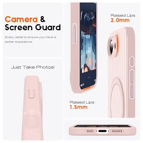 SKYLMW Magnetic Invisible Stand-li iPhone 17E Chexolli [Mag-Safe Bilan Mos][Yoqimli Estetik Chiziqli Naqsh] Ayollar va Erkaklar uchun Silikon 17E Telefon G‘ilofi 6.1
