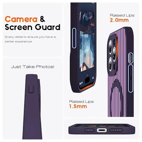SKYLMW Compatible with iPhone 14 Pro Max Case with Magnetic Invisible Stand [Compatible with Mag-Safe][Cute Aesthetic Striped Pattern] Silicone 14 Pro Max Phone Case for Women Men 6.7