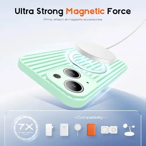 SKYLMW Compatible with iPhone 15 Plus Case with Magnetic Invisible Stand[Compatible with Mag-Safe][Cute Aesthetic Striped Pattern] Silicone 15 Plus Phone Case for Women Men 6.7