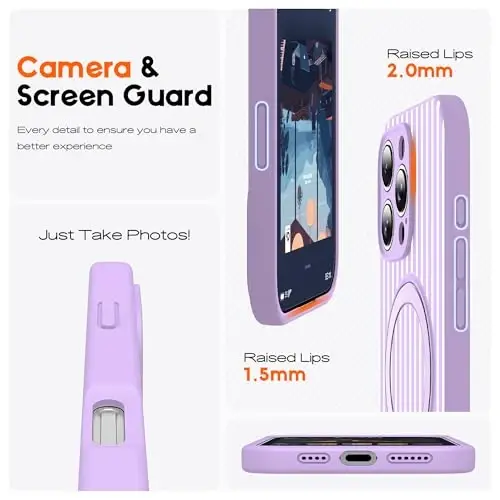 SKYLMW Compatible with iPhone 16 Pro Max Case with Magnetic Invisible Stand [Compatible with Mag-Safe][Cute Aesthetic Striped Pattern] Silicone 16 Pro Max Case for Women Men 6.9