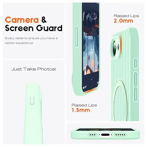 SKYLMW Compatible with iPhone 16E Case with Magnetic Invisible Stand [Compatible with Mag-Safe][Cute Aesthetic Striped Pattern] Silicone 16E Phone Case for Women Men 6.1