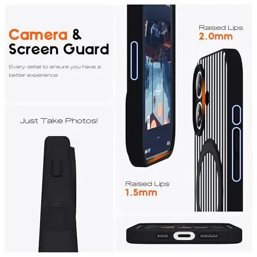 SKYLMW Compatible with iPhone 17 Case with Magnetic Invisible Stand [Compatible with Mag-Safe][Cute Aesthetic Striped Pattern] Silicone 17 Phone Case for Women Men 6.3