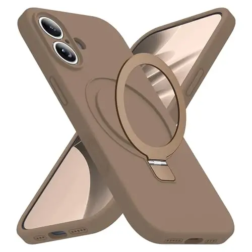 SKYLMW Compatible with iPhone 17 Case with Magnetic Invisible Stand Compatible with Mag-Safe Military Drop Tested Shockproof Silicone 17 Phone Cases for Women Men 6.3