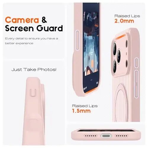 SKYLMW Compatible with iPhone 17 Pro Case with Magnetic Invisible Stand [Compatible with Mag-Safe][Cute Aesthetic Striped Pattern] Silicone 17 Pro Phone Case for Women Men 6.3