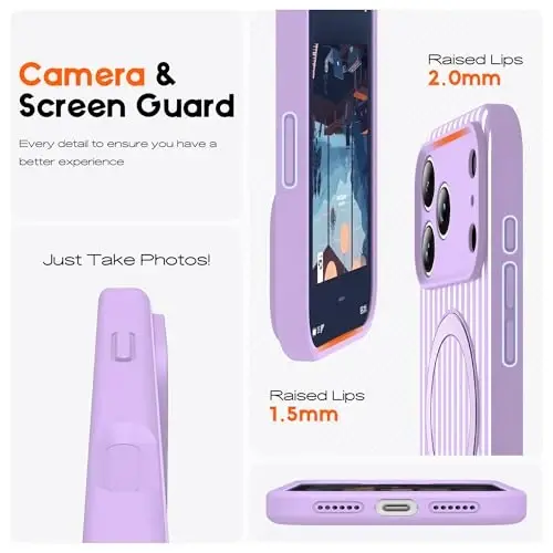 SKYLMW Compatible with iPhone 17 Pro Max Case with Magnetic Invisible Stand [Compatible with Mag-Safe][Cute Aesthetic Striped Pattern] Silicone 17 Pro Max Case for Women Men 6.9