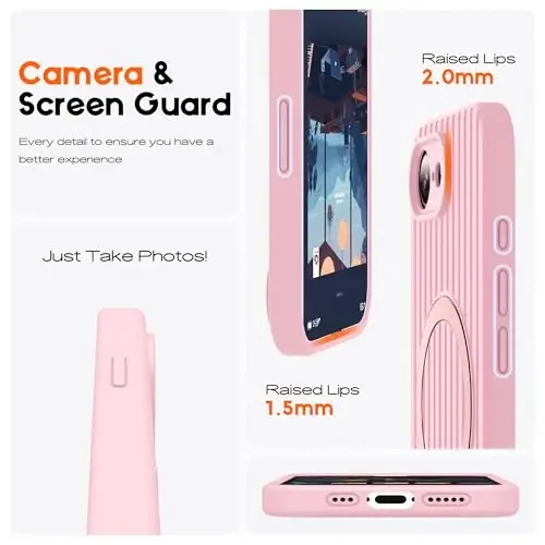 SKYLMW Compatible with iPhone 17E Case with Magnetic Invisible Stand [Compatible with Mag-Safe][Cute Aesthetic Striped Pattern] Silicone 17E Phone Case for Women Men 6.1