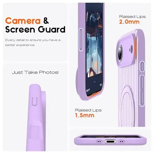 SKYLMW Compatible with iPhone Air Case with Magnetic Invisible Stand [Compatible with Mag-Safe][Cute Aesthetic Striped Pattern] Silicone 17 Air Phone Case for Women Men 6.5