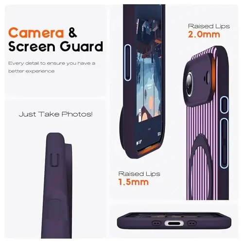 SKYLMW Compatible with iPhone Air Case with Magnetic Invisible Stand [Compatible with Mag-Safe][Cute Aesthetic Striped Pattern] Silicone 17 Air Phone Case for Women Men 6.5