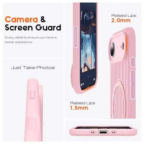 SKYLMW Manyetik Görünmez Standlı iPhone Air Kılıfı ile Uyumlu [Mag-Safe ile Uyumlu][Sevimli Estetik Çizgili Desen] Kadınlar Erkekler için Silikon 17 Air Telefon Kılıfı 6.5