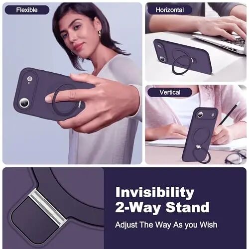 SKYLMW Compatible with iPhone 17 Air Case with Magnetic Invisible Stand Compatible with Mag-Safe Military Drop Tested Silicone iPhone 17 Air Phone Cases for Women Men 6.6