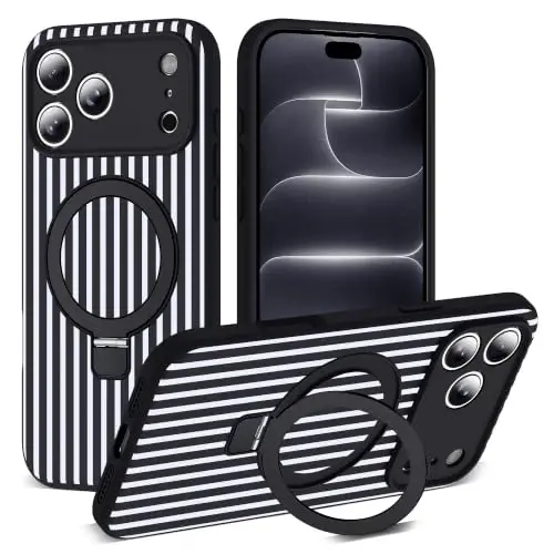 SKYLMW Striped Case for iPhone 18 Pro with Stand,6.3