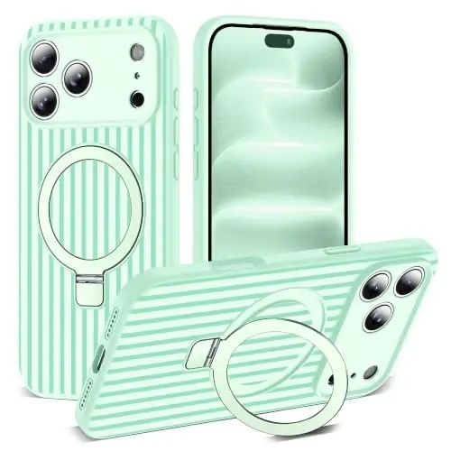 SKYLMW Striped Case for iPhone 18 Pro with Stand,6.3