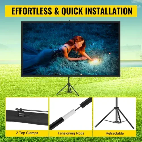 SKYSHALO Tripod Projector Screen with Stand 110inch 16: 9 4K HD Projection Screen Stand Wrinkle-Free Height Adjustable Portable Screen for Projector Indoor & Outdoor for Movie, Home Cinema, Gaming - 4