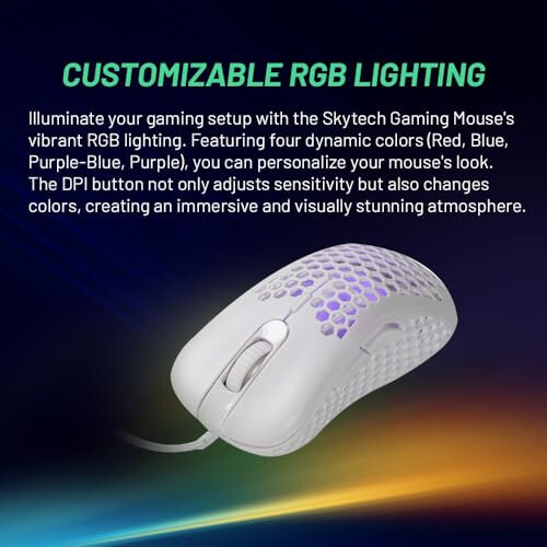 Skytech Gaming Classic RGB Gaming Mouse & Keyboard Combo, Customizable Chroma RGB Lighting, Max 6200 DPI & 104 Keys USB Wired Mouse & Keyboard, Ergonmic Comfortable Feel Design, Color White - 6