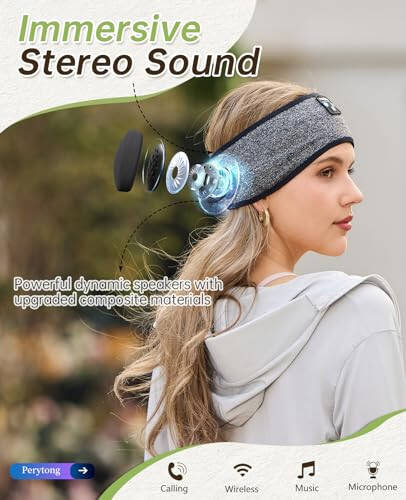 Sleep Headphones Bluetooth Headband Sleeping Headphones Headband Wireless Sleep Headband with Comfortable Earbuds for Side Sleepers, Sleeping Eye Mask for Women Men Workout Running Cool Gifts - 4