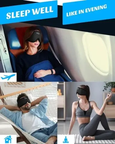 Sleep Mask with Headphones Bluetooth 5.4, LC-dolida Wireless Music Eye Mask for Sleeping Headphones with Soft Silk Cooling Breathable,Ultra-Thin Stereo Speaker for Side Sleepers - 5