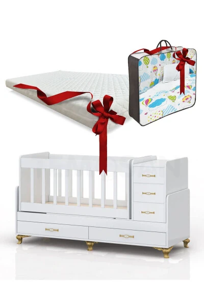 Sleep Set, Bedded, Co-sleeper, Rocking, Drawered Growing Baby Crib 60 x 120 - TEMOSAN