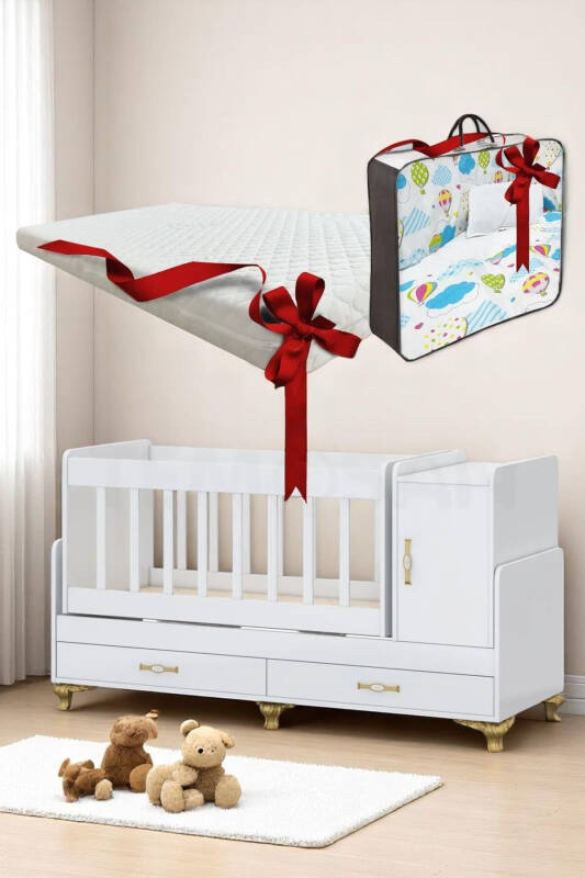 Sleep Set, Bedded, MDF Headboard, Co-sleeper, With Cupboards, With Drawers, Growing, Rocking Cradle - 1