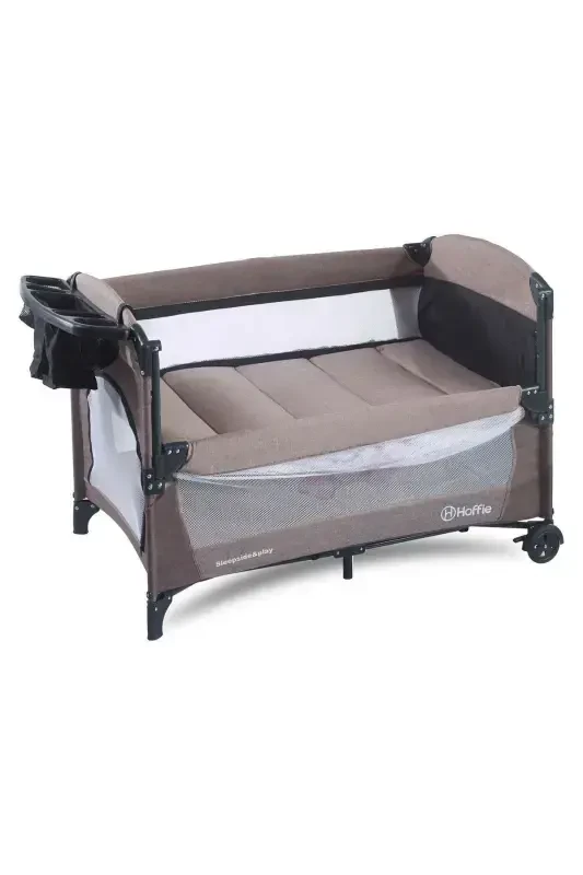 Sleep Side Play Прикроватная кроватка-манеж с балдахином, качалка, 70х110 см, коричневая (матрас в подарок) - 5