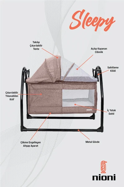 Sleepy Rocking Cradle with Inner Mattress Included - NIONI (1)