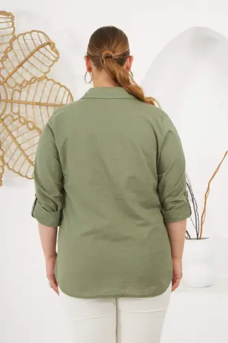 Sleeve Epaulette Plus Size Shirt Khaki - 4