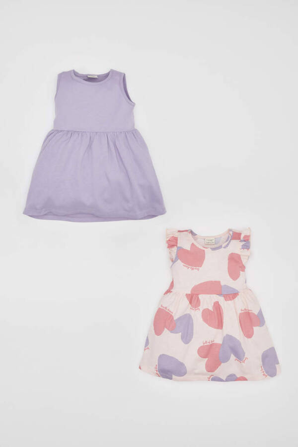 Sleeveless 2-Pack Dress with Girl Baby Pattern Light Pink - 1