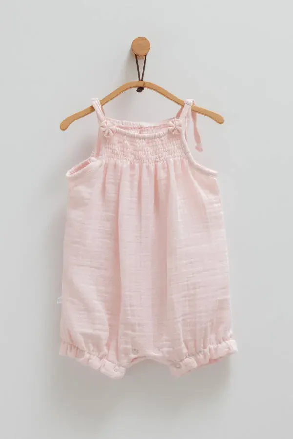 SLEEVELESS BABY GIRL JUMPSUIT WITH FLORAL DETAIL AND BOTTOM OPENING - 1