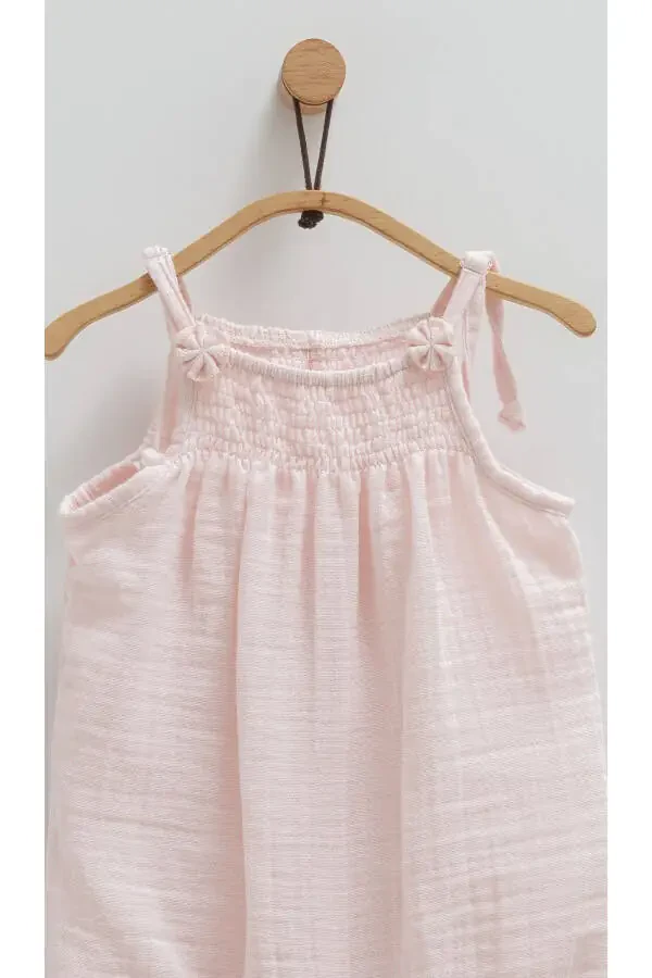 SLEEVELESS BABY GIRL JUMPSUIT WITH FLORAL DETAIL AND BOTTOM OPENING - 2