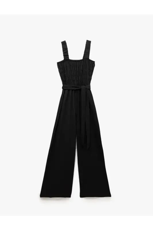 Sleeveless Belted Black Women's Jumpsuit 5SAL40007IK-Black - 3