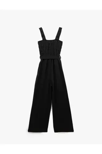 Sleeveless Belted Black Women's Jumpsuit 5SAL40007IK-Black - 4