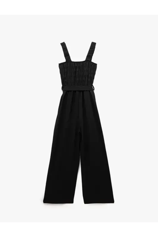 Sleeveless Belted Black Women's Jumpsuit 5SAL40007IK-Black - 4